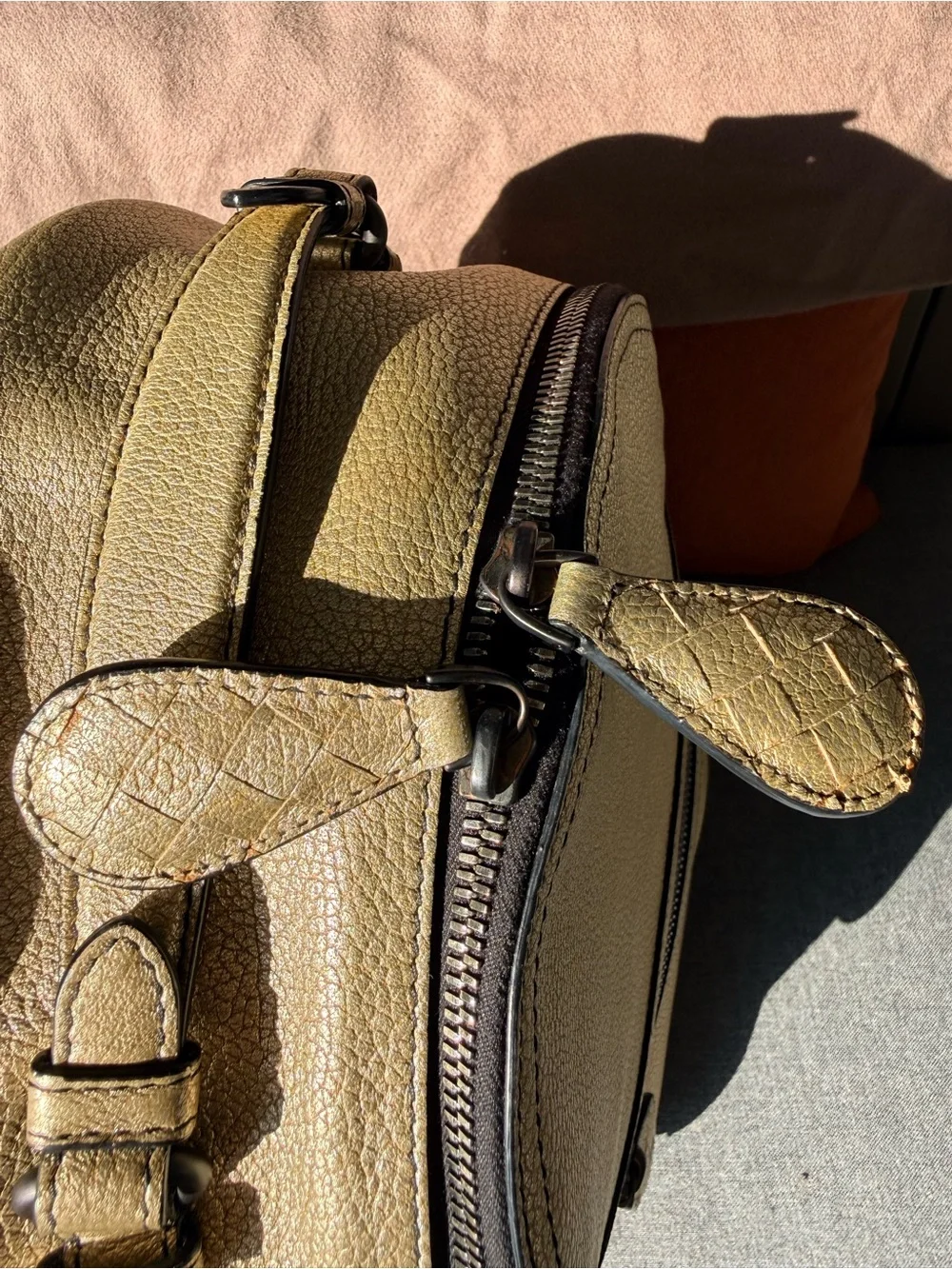 Bottega Veneta Intrecciato Golden Leather Backpack Rucksack authentic excellent